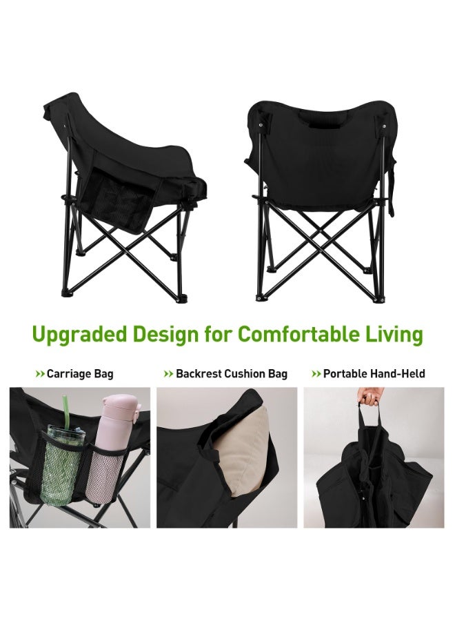 كرسي تخييم محمول، كرسي قابل للطي مع حقيبة حمل وجيوب جانبية - Image 4