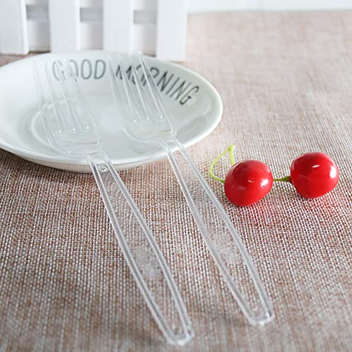 MOACOCK 100 Count Plastic Silverware, Heavy Weight Plastic Forks Spoons Disposable Utensils Cutlery Set for Wedding Party Supplies Everyday Use - Image 3