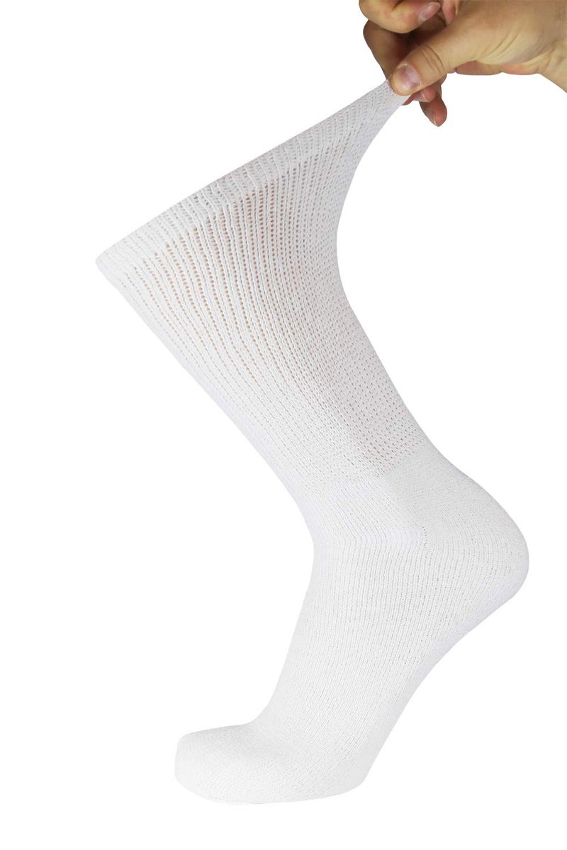 Brooklyn Socks Big and Tall - 6 pairs of Diabetic Cotton Neuropathy Crew Socks, King Size Mens Athletic Crew Socks (13-16, White) - Image 3
