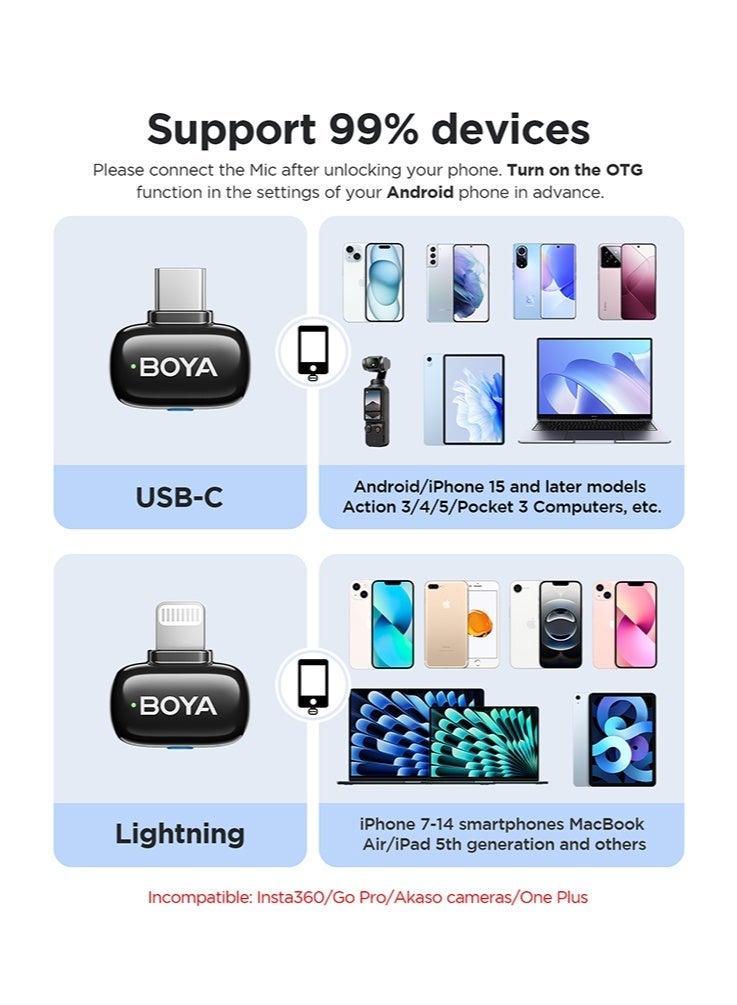 BOYA mini 2-01 Wireless Lavalier Microphone Original AI Noise Cancelling Mic  for Vlogging iPhone Android PC iPhone 15/16/17 - Image 3