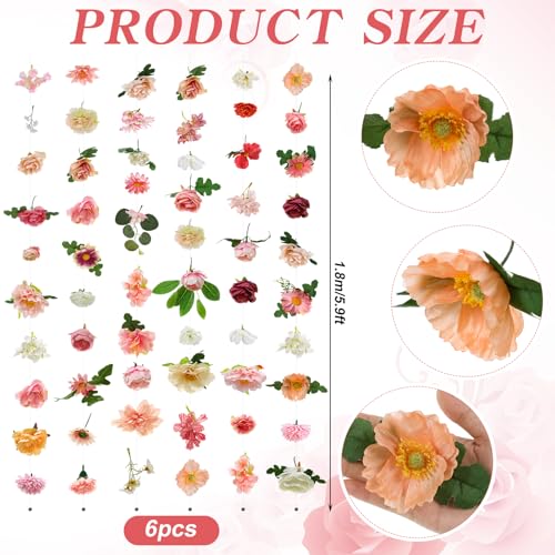 XunYee 6 Pcs 354 ft Flower Garlands Artificial Wildflower Vines Floral Hanging Backdrop Fake Flower Garlands Faux Silk Wildflower Vine for Wedding Bridal Shower Home Garden Wall Arch DecorBlossom - Image 3