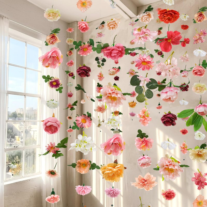 XunYee 6 Pcs 354 ft Flower Garlands Artificial Wildflower Vines Floral Hanging Backdrop Fake Flower Garlands Faux Silk Wildflower Vine for Wedding Bridal Shower Home Garden Wall Arch DecorBlossom - Image 2
