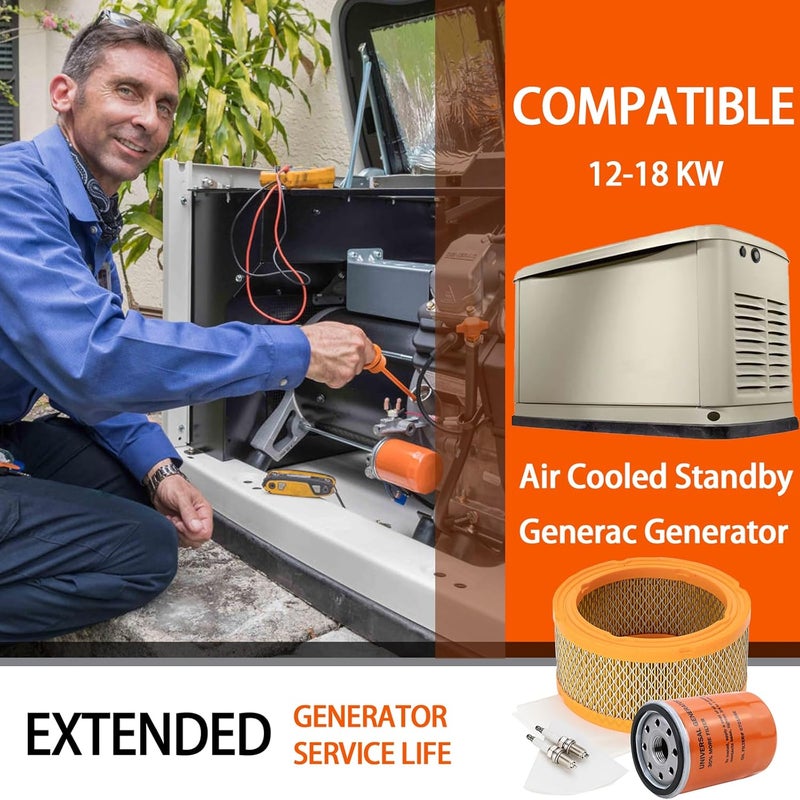 KOONDHEEND 5664 Generators Maintenance Kit for Generac 12-18 kW automatic standby generators, Maintenance Kit includes Oil filter 070185ES, Air filter 0C8127,Spark plug 0E7585A (prior to 2013) - Image 2