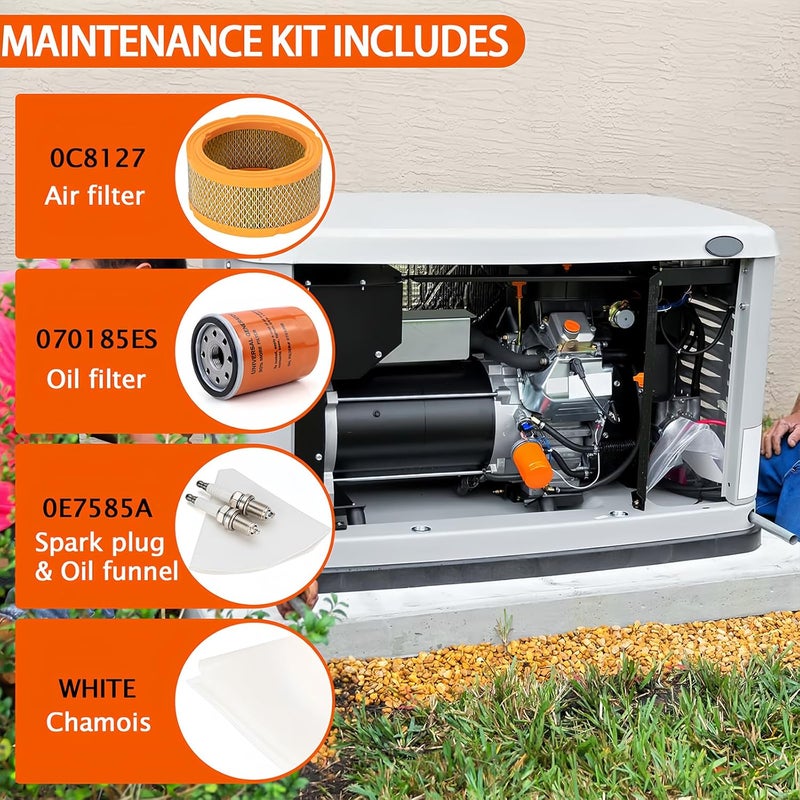 KOONDHEEND 5664 Generators Maintenance Kit for Generac 12-18 kW automatic standby generators, Maintenance Kit includes Oil filter 070185ES, Air filter 0C8127,Spark plug 0E7585A (prior to 2013) - Image 5