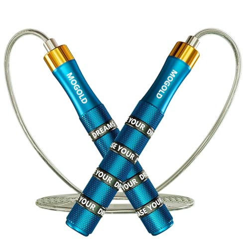 MOGOLD Pro Speed Jump Rope with Ball Bearings – Adjustable Steel Cable, Tangle-Free Design & Silicone Grips for Adults, Kids – Home Gym, Boxing, HIIT & Fitness Training - Image 1