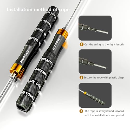 MOGOLD Pro Speed Jump Rope with Ball Bearings – Adjustable Steel Cable, Tangle-Free Design & Silicone Grips for Adults, Kids – Home Gym, Boxing, HIIT & Fitness Training - Image 2