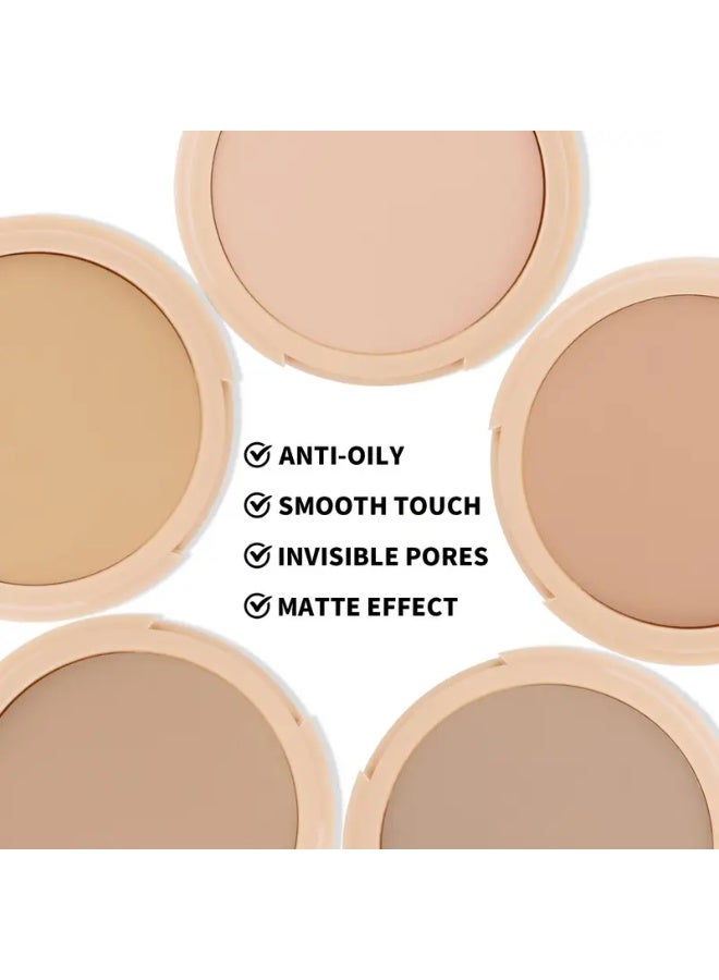 SHCOETY Moisturizing Matte Pressed Powder Compact for All Skin Tones, 5 Shades, Medium Coverage, Long-Lasting Oil Control, Even Skin Tone, for All Skin Types, #3 - Image 2