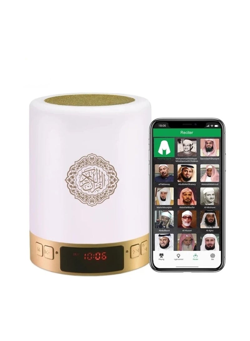 Azan Clock Lamp Qur'an Speaker, With 7 Changeable Colourful Lights, Touch/Remote/Bluetooth /Phone Application Control - Image 1