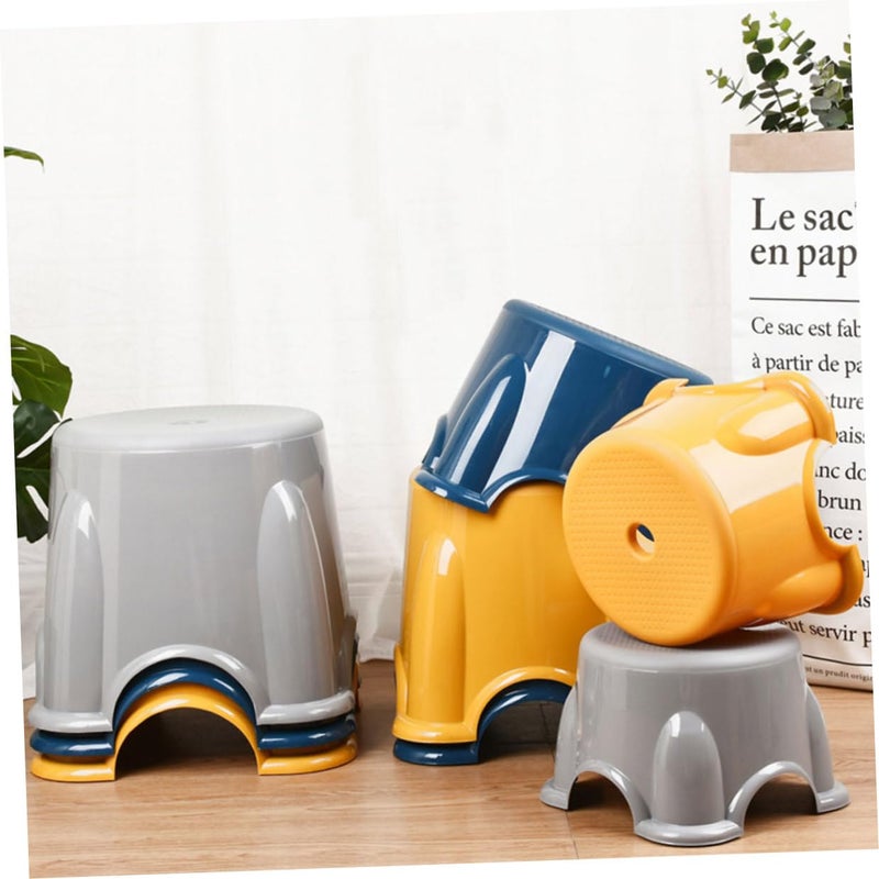 Anti Slip Plastic Footstool Set Of 3 Thickened Gray 21x15cm For Bathroom Home Seating - Image 5