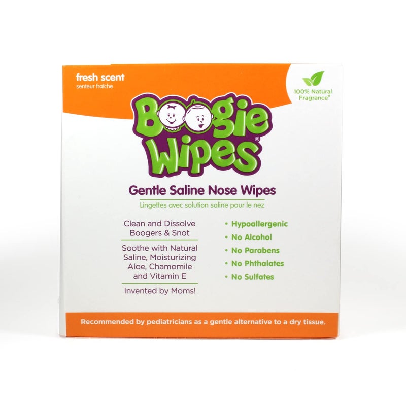 Boogie Saline Nose Wipes by Boogie, for Baby & Kids, Face, Hand & Body, FSA/HSA Eligible, Made with Vitamin E, Aloe, and Natural Saline, Fresh Scent, 45 Count (Pack of 2) - Image 3