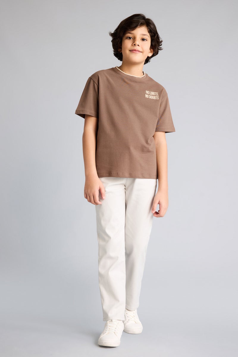 DeFacto Brown Boy Boy New Regular Fit Crew Neck Printed Pique T-Shirt Casual - Image 2