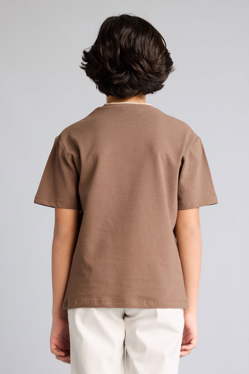 DeFacto Brown Boy Boy New Regular Fit Crew Neck Printed Pique T-Shirt Casual - Image 5