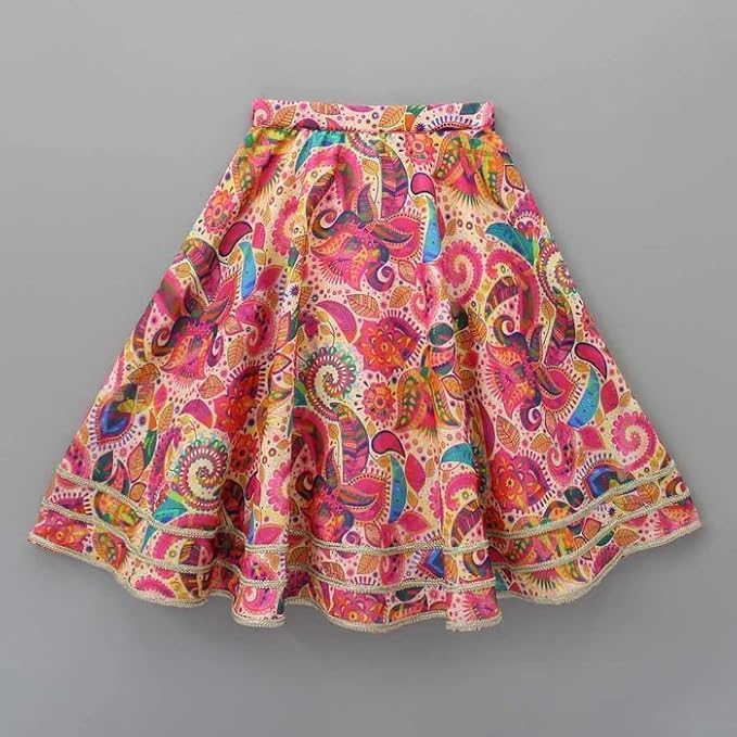 Naixa Girls Multicolor Digital Print Rayon Fabric Lehenga Choli with Dupatta Set | Ready to Wear Lehenga Choli Set | Lehenga Choli Set for Girls (SE51_9-10 YEAR) - Image 4