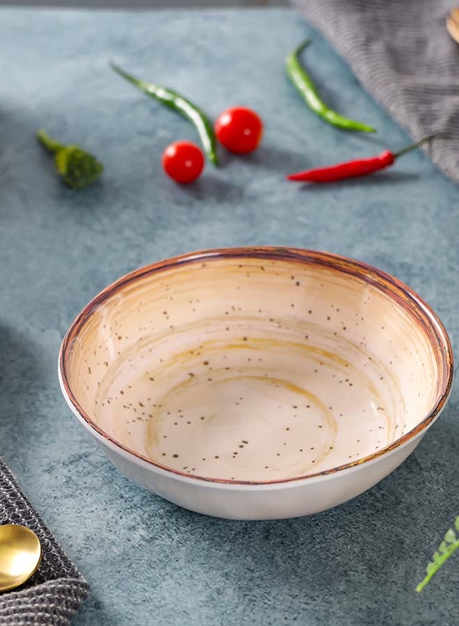 Royalford 6.4" Fine Stone Melamineware Serving Bowl RF12380 White Bowl with Elegant Brown Print, Non-Toxic and Hygienic Food-Grade Material, Dishwasher Safe Multicolor 6.4inch - Image 3
