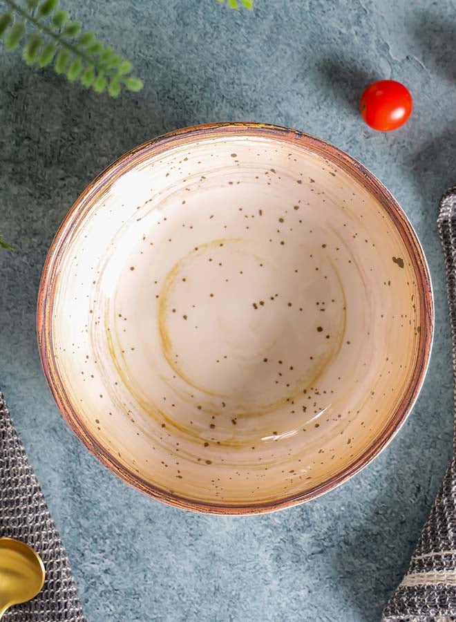 Royalford 6.4" Fine Stone Melamineware Serving Bowl RF12380 White Bowl with Elegant Brown Print, Non-Toxic and Hygienic Food-Grade Material, Dishwasher Safe Multicolor 6.4inch - Image 2
