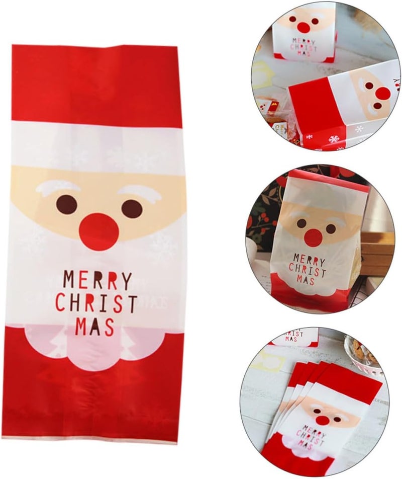 minkissy Christmas Candy Bags 50pcs Santa Claus Snowman Baking Packaging Bags for Cookies Nougat Candy Treats Holiday Party Wrapping - Image 4