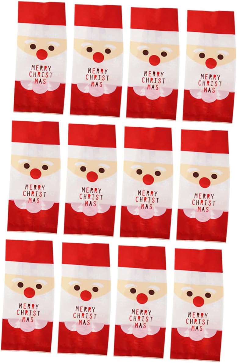 minkissy Christmas Candy Bags 50pcs Santa Claus Snowman Baking Packaging Bags for Cookies Nougat Candy Treats Holiday Party Wrapping - Image 1