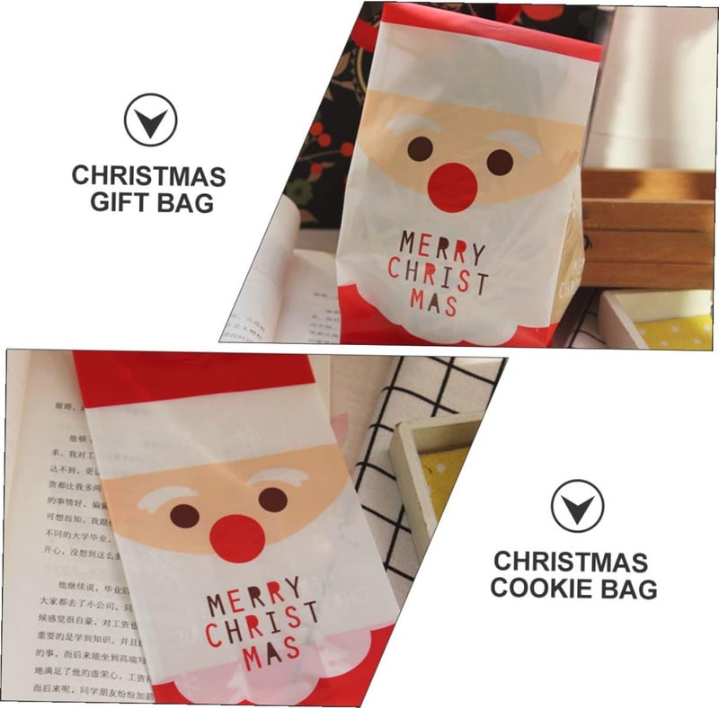 minkissy Christmas Candy Bags 50pcs Santa Claus Snowman Baking Packaging Bags for Cookies Nougat Candy Treats Holiday Party Wrapping - Image 3