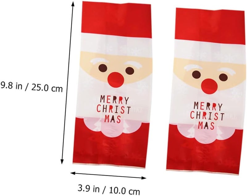 minkissy Christmas Candy Bags 50pcs Santa Claus Snowman Baking Packaging Bags for Cookies Nougat Candy Treats Holiday Party Wrapping - Image 2
