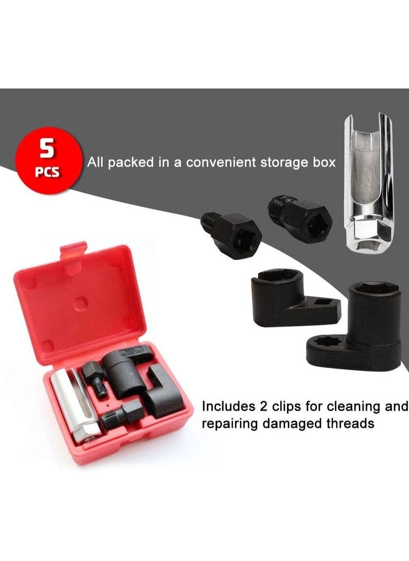 5 PCS Automotive O2 Oxygen Sensor Socket Offset Wrench Remover Tool and Thread Chaser Tool - Image 2