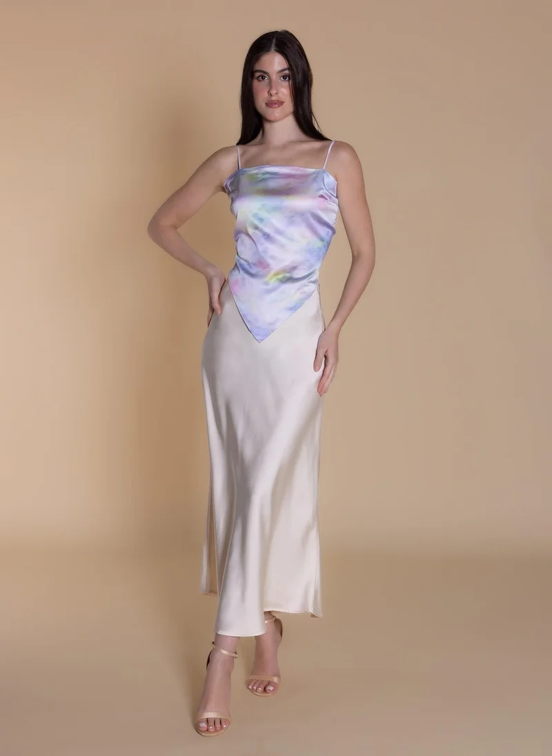 SHAPES ABSTRACT PRINT SCARF TOP