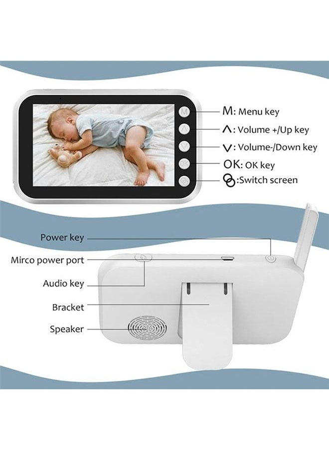 hibobi 4.3 Inch Two-Way Voice Temperature Monitoring Baby Monitor - White  - Image 5