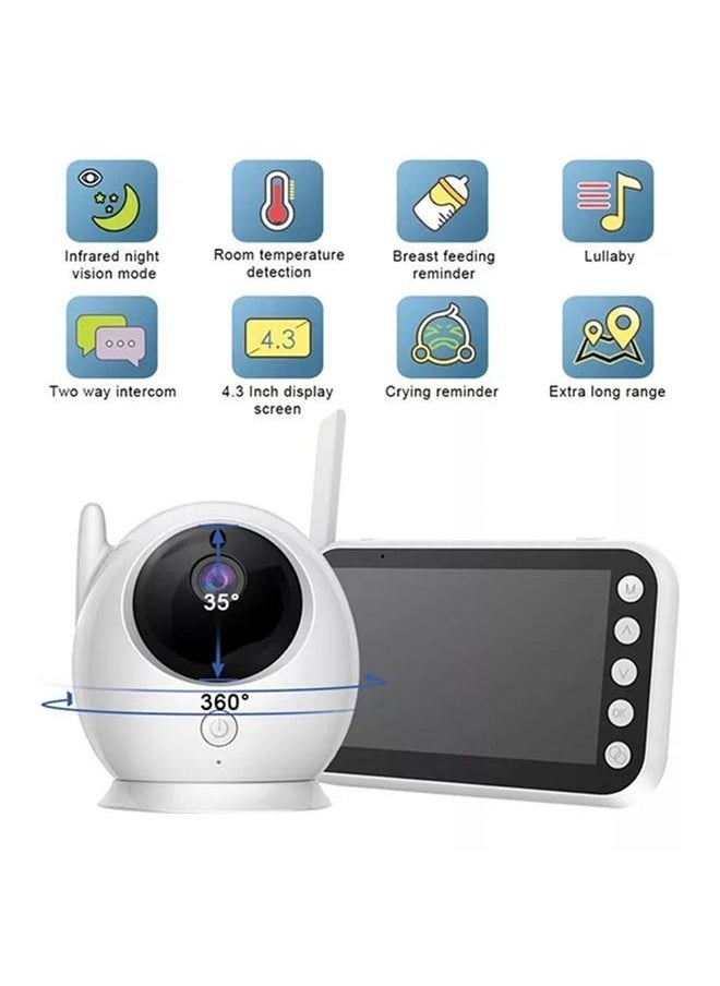 hibobi 4.3 Inch Two-Way Voice Temperature Monitoring Baby Monitor - White  - Image 3