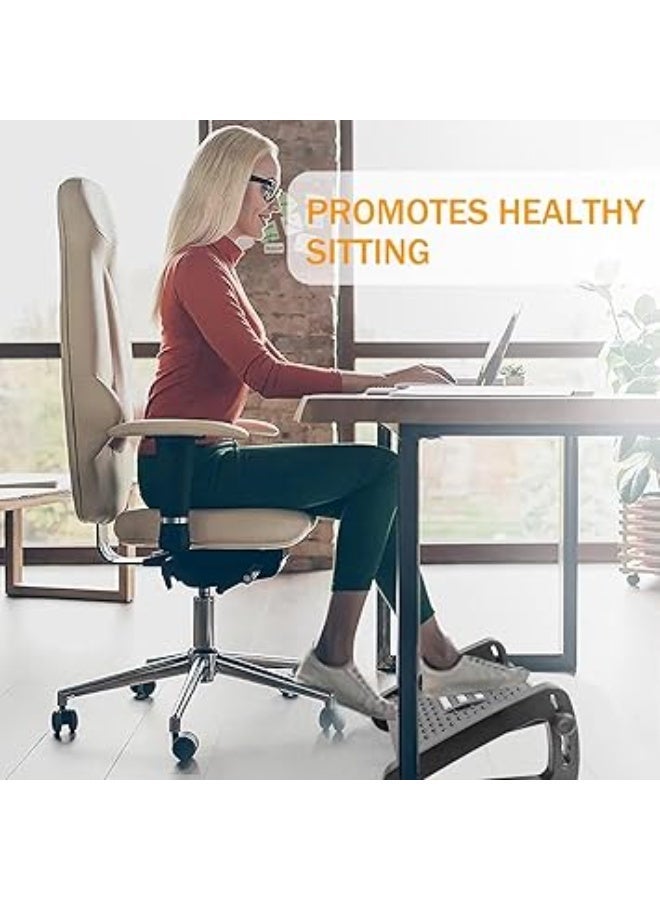 Adjustable Foot Rest with 6 Height Levels – Ergonomic Under-Desk Footrest for Pressure Relief and Better Posture – Features a Comfortable Massage Roller and Non-Slip Stable Legs for Perfect Support – Portable and Lightweight Design Ideal for Home or Office Use – Black Footrest Enhances Circulation and Reduces Leg and Back Fatigue During Long Sitting Sessions - Image 3