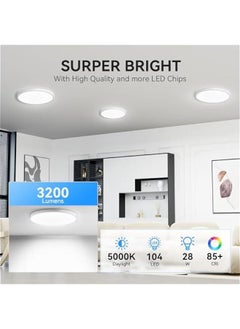 Arabest 6 Pack of 3200lm LED Flush Mount Ceiling Light. Slim 12 LED Ceiling Fixture in 5000K Daylight White for Bedroom, Living Room, Dining Room, Garage, and Office.  - Image 2