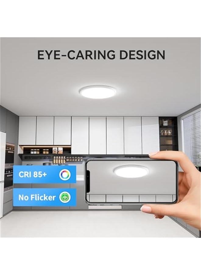 Arabest 6 Pack of 3200lm LED Flush Mount Ceiling Light. Slim 12 LED Ceiling Fixture in 5000K Daylight White for Bedroom, Living Room, Dining Room, Garage, and Office.  - Image 4