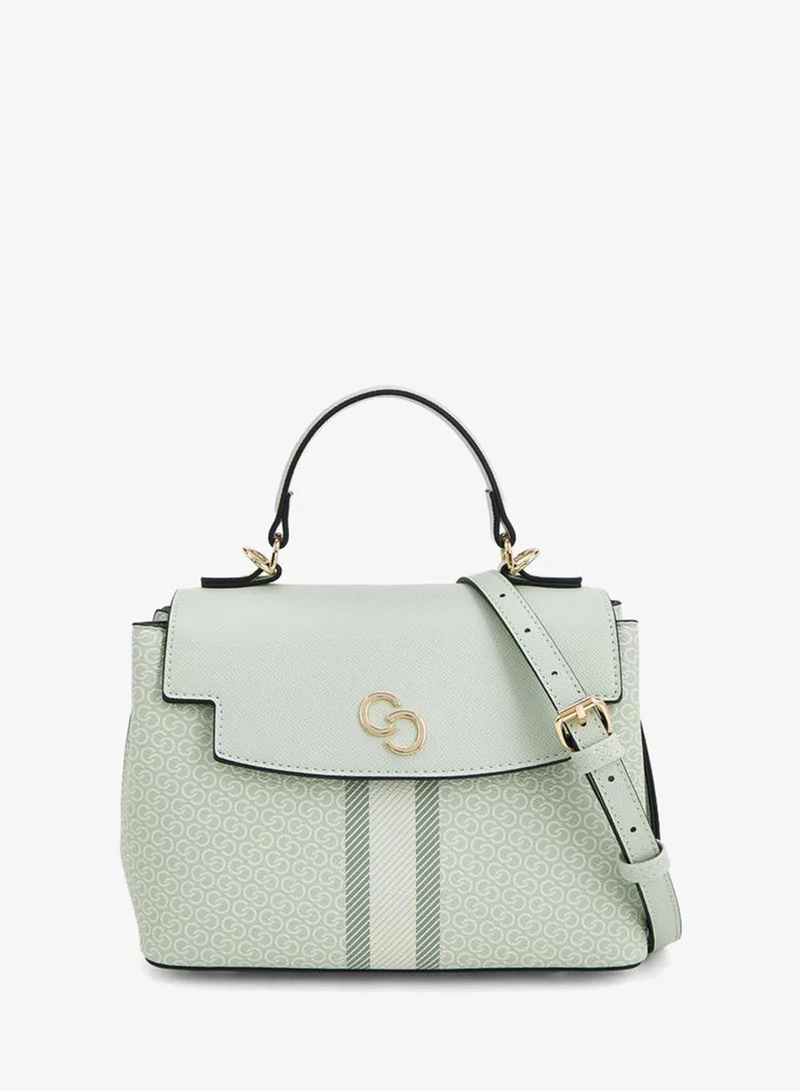 Printed Satchel Bag With Grab Handle