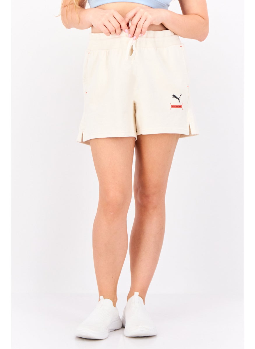 PUMA Women Sportswear Fit Brand Logo Outdoor Short, Cream  - Image 1