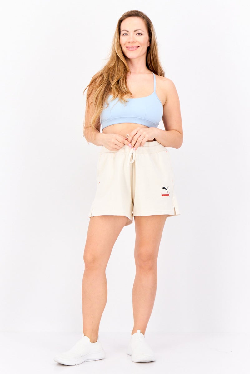 PUMA Women Sportswear Fit Brand Logo Outdoor Shorts, Cream - Image 4