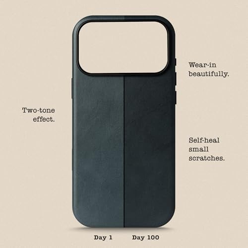 Le Pelle - Handcrafted Premium Italian Leather Case for iPhone 17 Pro Max - [Built-in Camera Control] - Compatible with Magsafe - Two-Tone Effect with Unique Patina Over Time - Mist Blue - Image 5