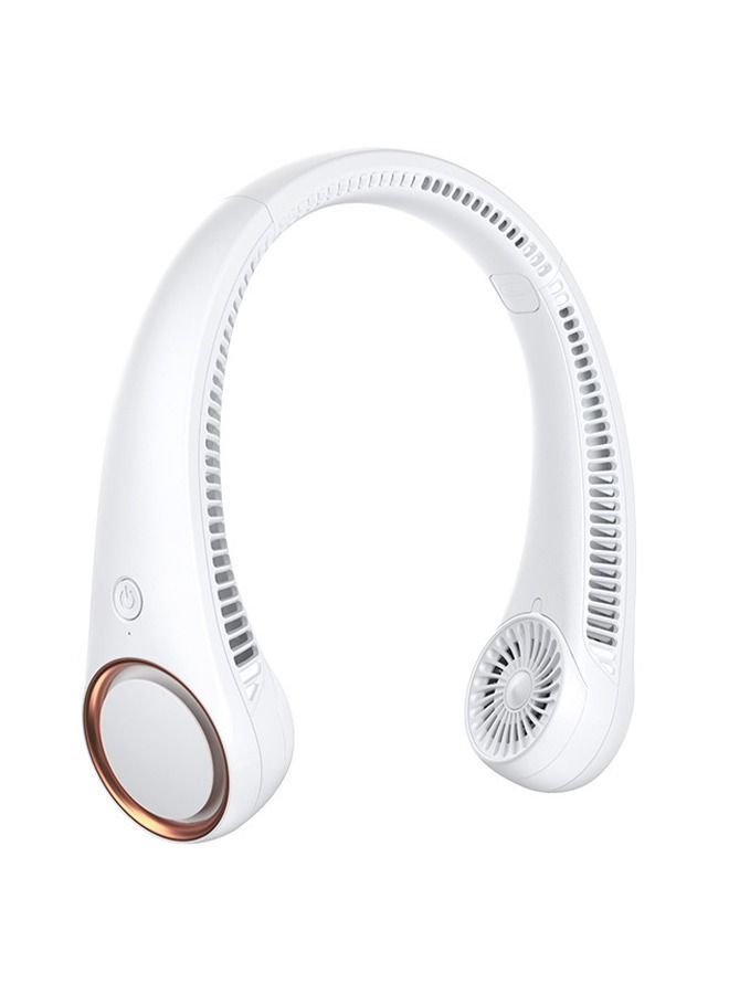 Portable Neck Fan, Hands Free Electric Fan, Cooling Personal Fan,3 Speeds Adjustment,78 Air Outlet, Headphone Design, Rechargeable, USB Powered Neck Fan for Outdoor Indoor-White  - Image 1