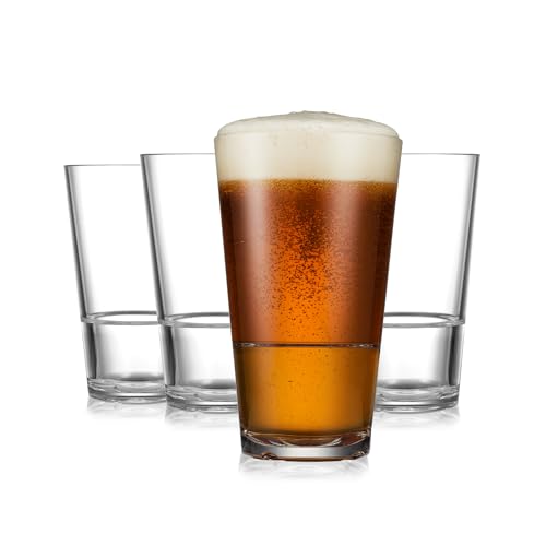 Drinique Unbreakable Caliber Pint Wine Glasses – Set of 4 | 16oz Tritan Plastic | Made with 50% Recycled | Reusable, Dishwasher Safe, BPA-Free, Shatterproof | Indoor, Outdoor, Everyday Use - Clear - Image 1
