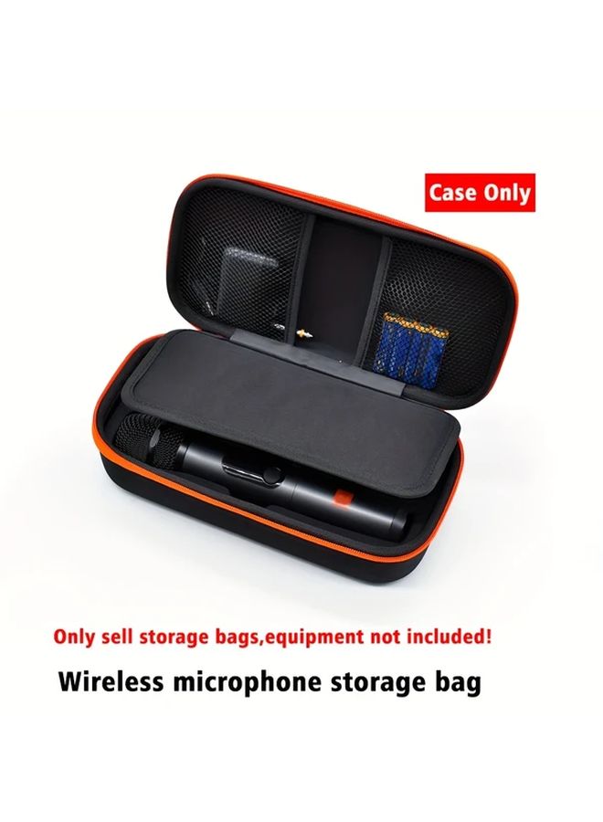 Black EVA Hard Shell Wireless Microphone Case Dual Zipper Durable Fabric Interior - Image 1