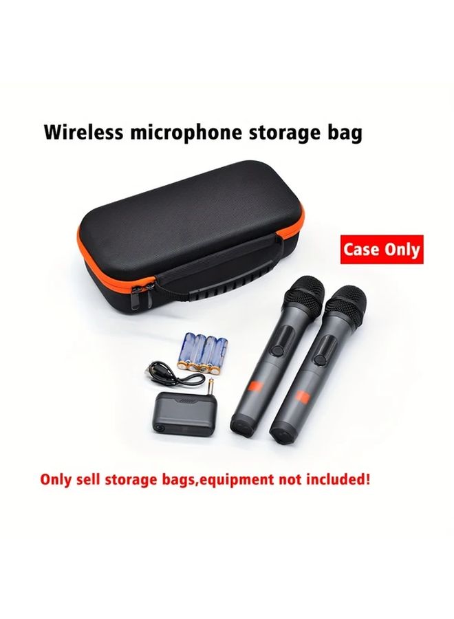 Black EVA Hard Shell Wireless Microphone Case Dual Zipper Durable Fabric Interior - Image 4