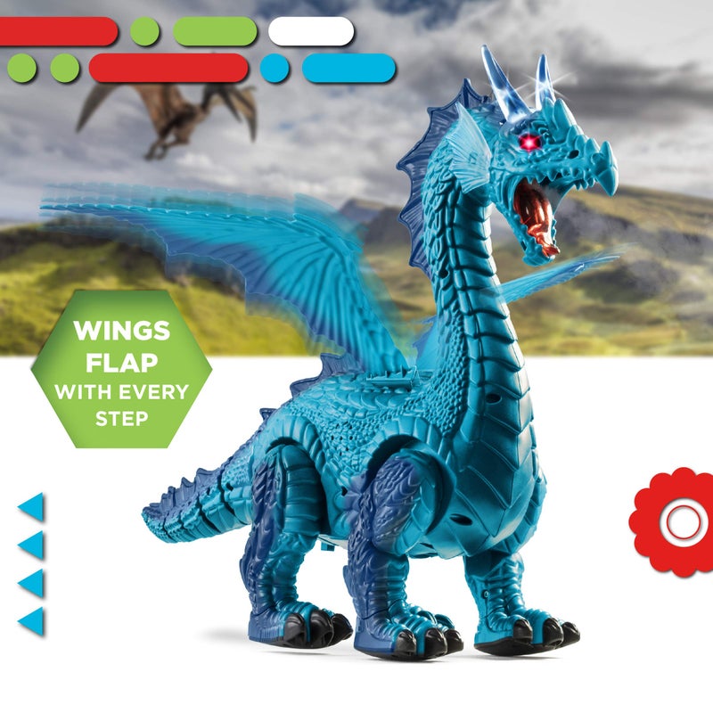 Discovery Frost-Breathing RC Dragon with Smoke Breath, Walking, Wing Flapping, Realistic Roaring Sounds| Light-Up Large Dinosaur Toy| Remote Control Robot Dino Mythical Creature|Kids Boys Gift| Age 6+ - Image 4