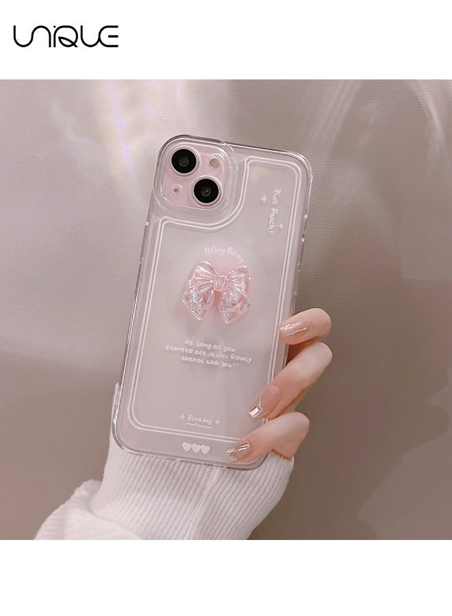 Unique Compatible with iPhone 15 Cases, Three-dimensional Bow Cases,, Clear Phone Cases - Sleek and Simple Phone Cases - TPU Drop Protection - Image 3