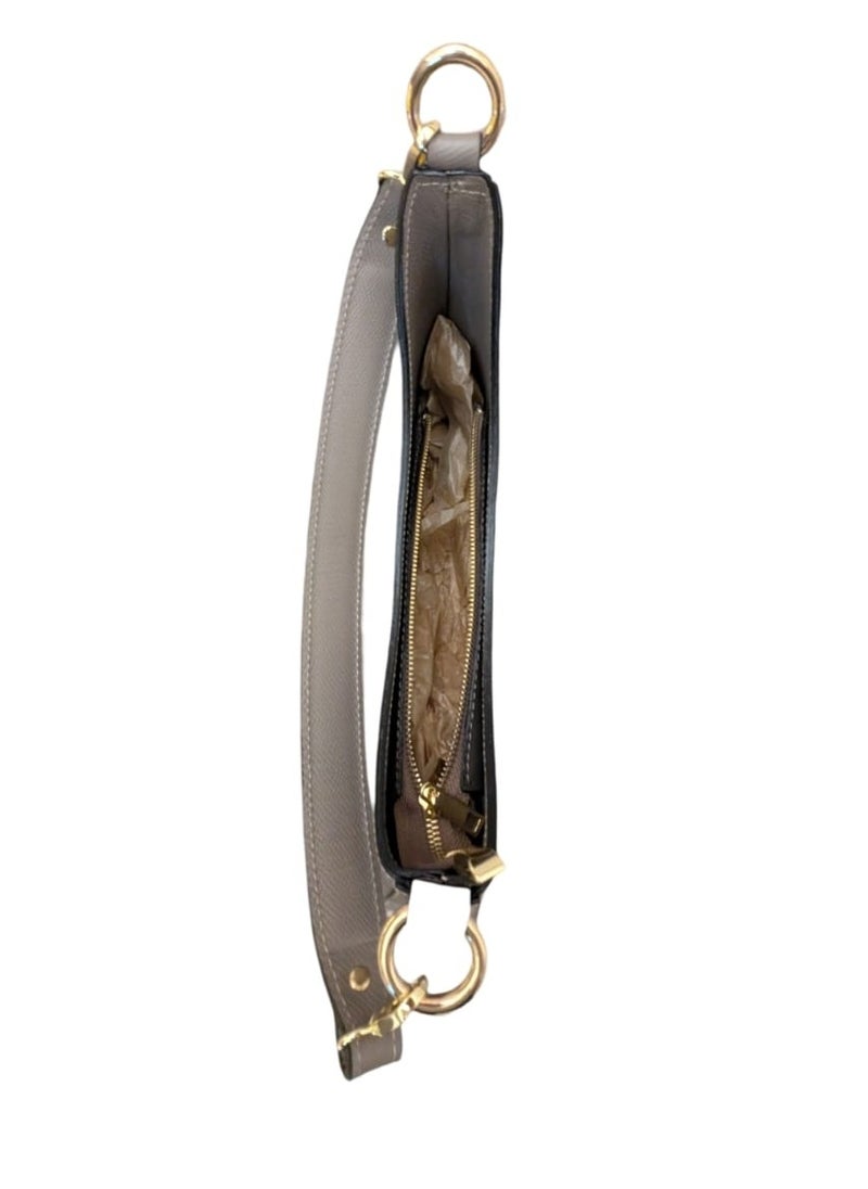 Generic - Grey Handbag, Genuine Calfskin Leather, Made in Italy - Image 1