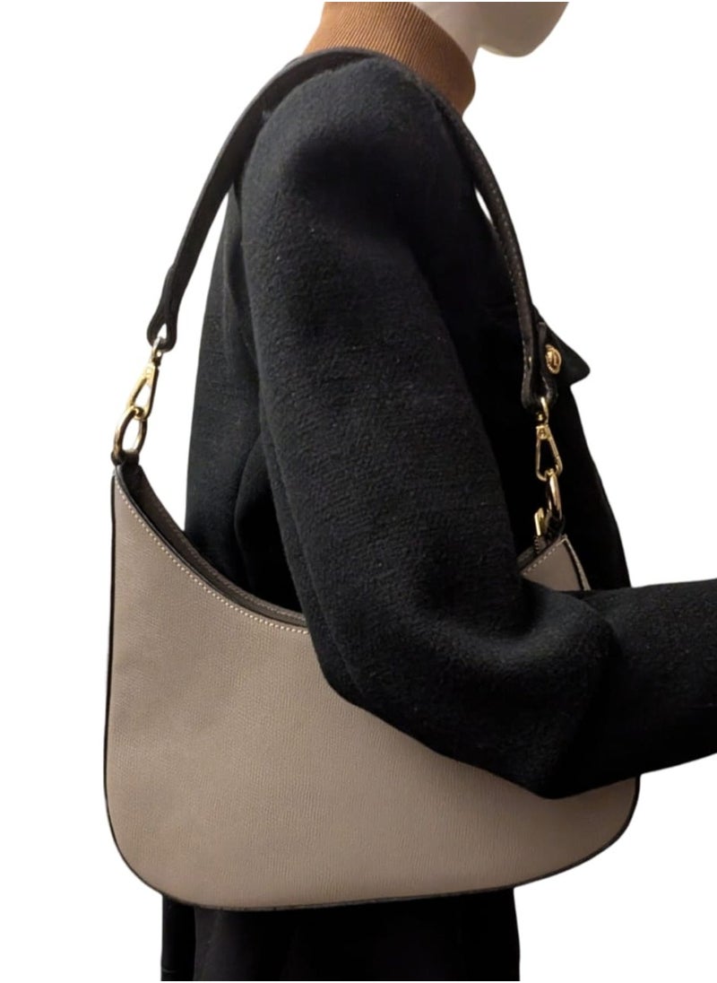 Generic - Grey Handbag, Genuine Calfskin Leather, Made in Italy - Image 1