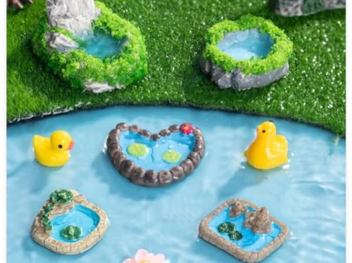 VRB Dec Miniature Showpiece Set for Home Decor, car Dashboard,Valentine,Living Room,Gifts Figurines,Cake Decoration Items,Figurines for Home Decor. (6 Pcs Pond Lake Miniature) - Image 2