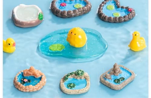 VRB Dec Miniature Showpiece Set for Home Decor, car Dashboard,Valentine,Living Room,Gifts Figurines,Cake Decoration Items,Figurines for Home Decor. (6 Pcs Pond Lake Miniature) - Image 3