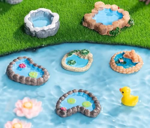 VRB Dec Miniature Showpiece Set for Home Decor, car Dashboard,Valentine,Living Room,Gifts Figurines,Cake Decoration Items,Figurines for Home Decor. (6 Pcs Pond Lake Miniature) - Image 4