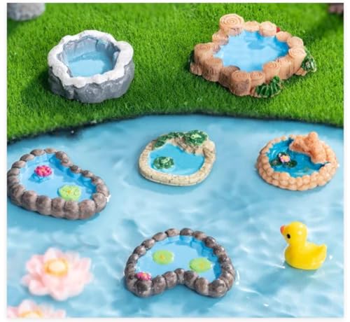 VRB Dec Miniature Showpiece Set for Home Decor, car Dashboard,Valentine,Living Room,Gifts Figurines,Cake Decoration Items,Figurines for Home Decor. (6 Pcs Pond Lake Miniature) - Image 1
