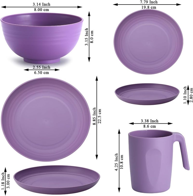 Kyraton Plastic Dinnerware Sets of 32 Pieces Service For 8, Unbreakable And Reusable Light Weight Plates Mugs Bowls Dishes Easy to Carry And Clean Microwave Safe BPA Free Dishwasher Safe - Image 2