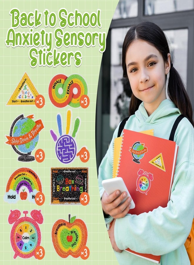 Kirako 24Pcs Anxiety Sensory Stickers Colorful Textured Breath Calm Mindfulness Fidget Back to School Counselor Teachers Classroom Supplies for Kids Teens Adults Students Anti Stress Anxiety Relief - Image 4