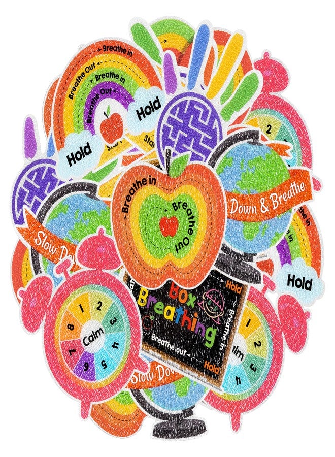 Kirako 24Pcs Anxiety Sensory Stickers Colorful Textured Breath Calm Mindfulness Fidget Back to School Counselor Teachers Classroom Supplies for Kids Teens Adults Students Anti Stress Anxiety Relief - Image 1