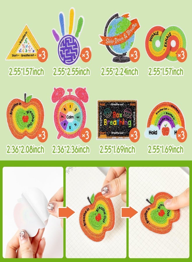 Kirako 24Pcs Anxiety Sensory Stickers Colorful Textured Breath Calm Mindfulness Fidget Back to School Counselor Teachers Classroom Supplies for Kids Teens Adults Students Anti Stress Anxiety Relief - Image 3